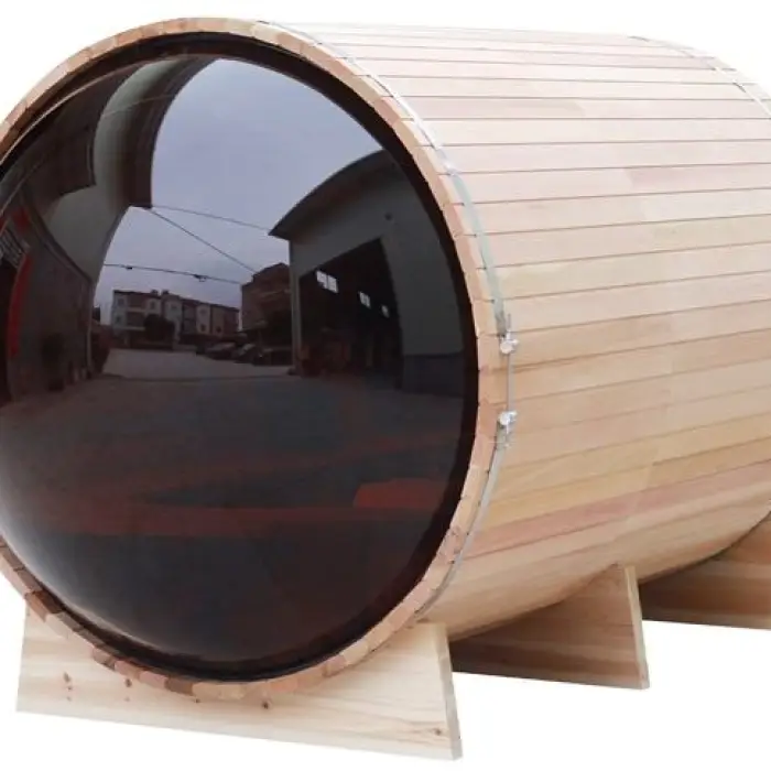 Outdoor Use 4-6 Person Traditional Panoramic Barrel Sauna Dry Steam Sauna With 6 Kw Electric Stove — image 6