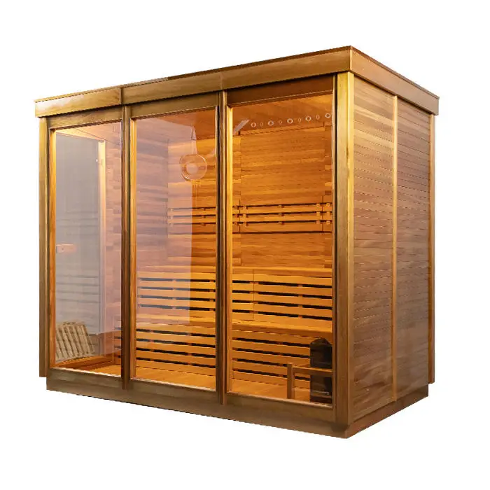 Large Wooden Sauna Room Red Cedar Wood Traditional Steam Sauna — image 4