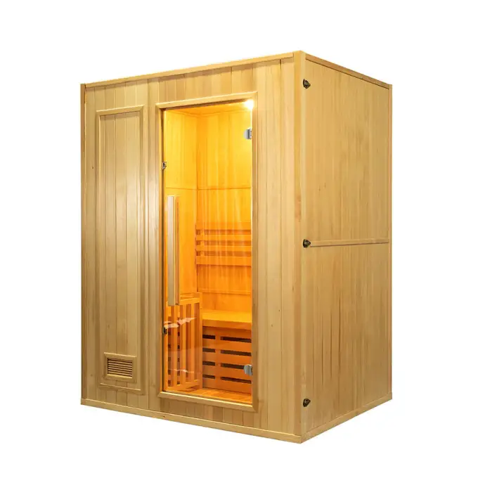 Luxury Indoor Bathroom Hemlock Wood 2 Person Traditional Dry Wet Steam Sauna Room — image 3