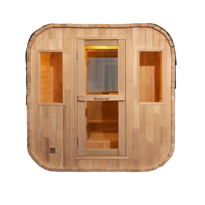 4 Person Wooden Cube Traditional Sauna Pure Canadian Red Cedar Wood Dry Steam Outdoor Sauna — image 3
