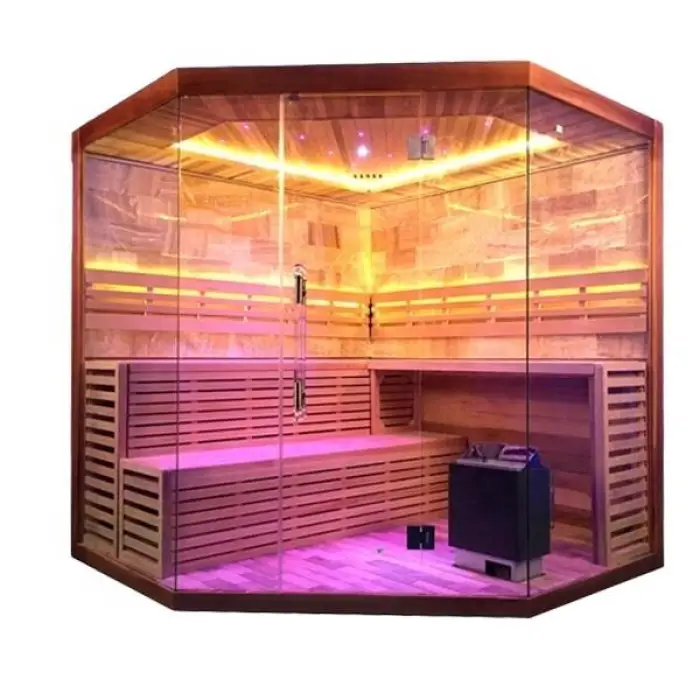 Smartmak Finnish Luxury Big 4 - 6 Person Solid Wood Wet Dry Steam Sauna Room — image 3
