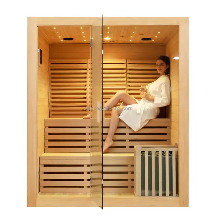 Wholesale Luxury Indoor Wooden Dry Steam Sauna Home 4 - 6 Person Sauna — image 5