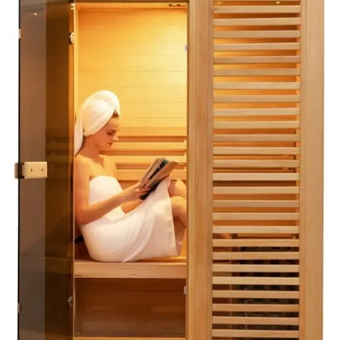 Prefab Sauna Cabin Wooden Personal Traditional Steam Indoor Sauna Room for 2 Peson — image 3
