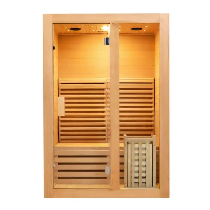 1 Person Canadian Solid Wood Indoor Traditional Steam Sauna Room with Electric Stove — image 3