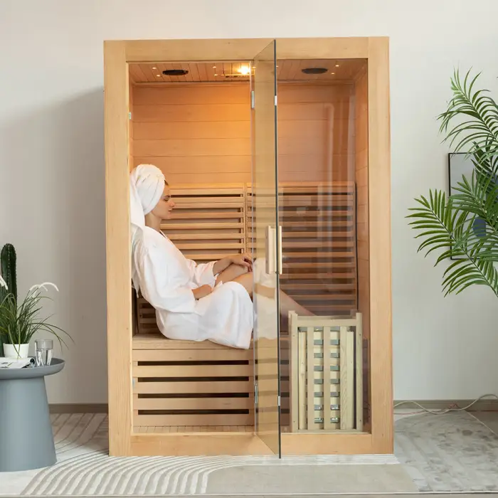1 Person Canadian Solid Wood Indoor Traditional Steam Sauna Room with Electric Stove — image 7