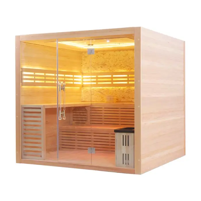 Cheapest Hemlock Red Cedar Wood Traditional Steam Sauna Room With Wholesale Price — image 5