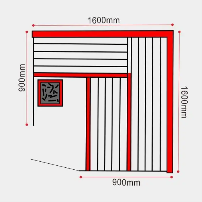 Corner Design Canadian Hemlock Indoor 4 Person Wooden Traditional Steam Sauna Room — image 7