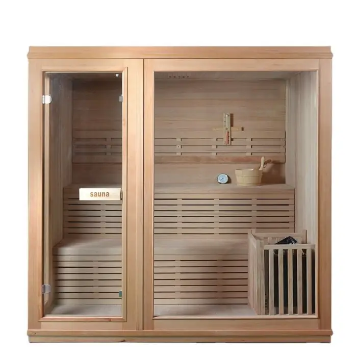 OEM Solid Wood Hemlock Home Traditional Steam 3 People Sauna Room — image 6