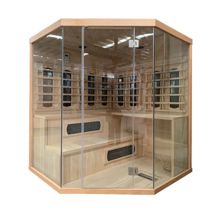 Luxury Corner Design Indoor Wooden Traditional Finland Steam Sauna Room for 5-6 People — image 4