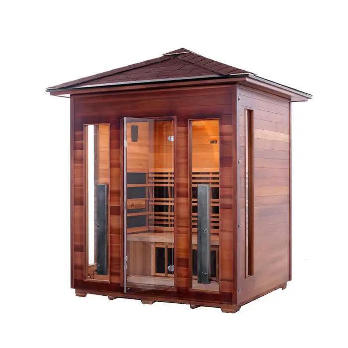Popular 4 Person Carbon Far Infrared Sauna Room Wooden Infrared Outdoor Sauna — image 3