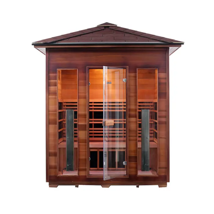 Popular 4 Person Carbon Far Infrared Sauna Room Wooden Infrared Outdoor Sauna — image 4