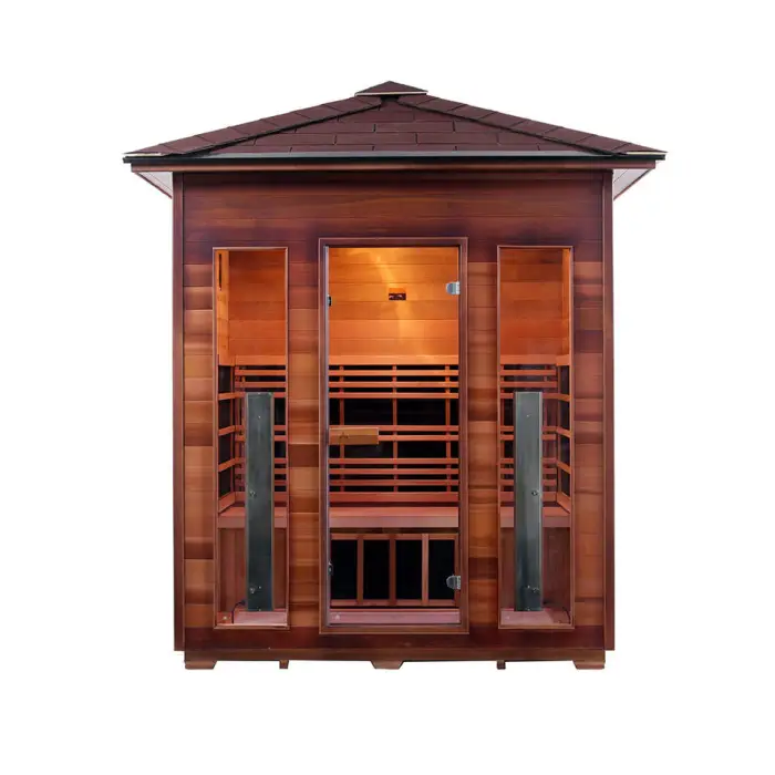 Popular 4 Person Carbon Far Infrared Sauna Room Wooden Infrared Outdoor Sauna — image 5