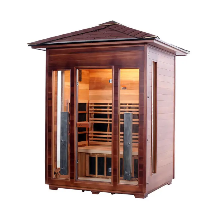 Popular 4 Person Carbon Far Infrared Sauna Room Wooden Infrared Outdoor Sauna — image 7