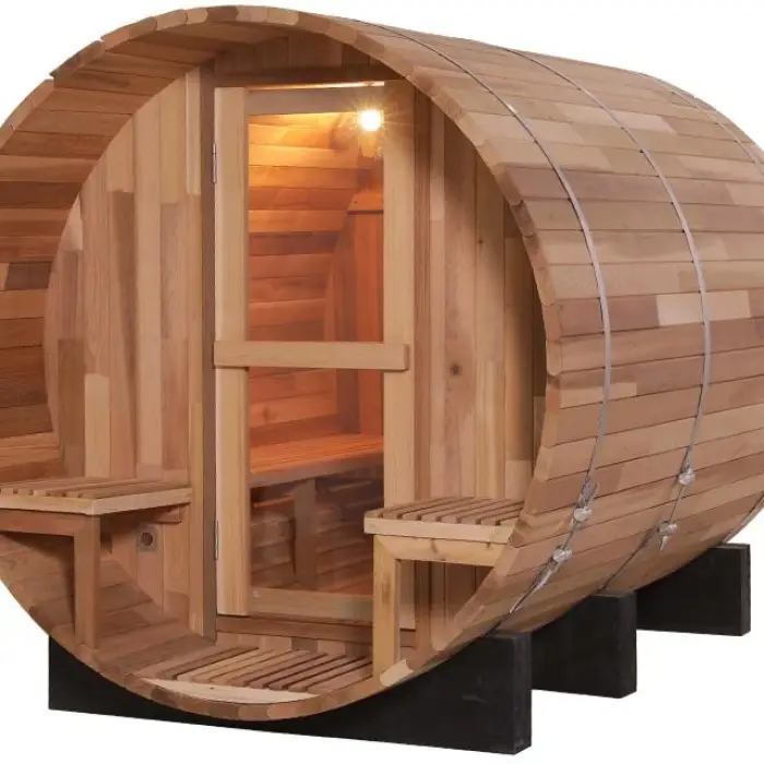 Accept Custom Red Cedar Wood Outdoor Steam Barrel Sauna Room — image 4