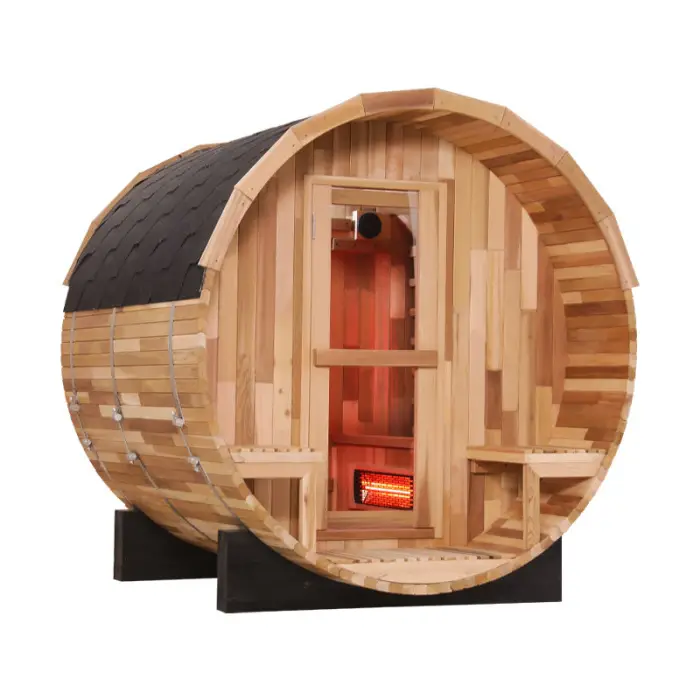 Accept Custom Red Cedar Wood Outdoor Steam Barrel Sauna Room — image 5