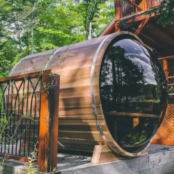 Accept Custom Red Cedar Wood Outdoor Steam Barrel Sauna Room — image 6