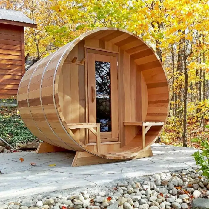 Accept Custom Red Cedar Wood Outdoor Steam Barrel Sauna Room — image 7