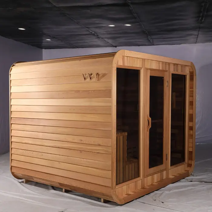 Home Garden Use 8 Person Traditional Steam Outdoor Cube Sauna Room with Clear Glass — image 3