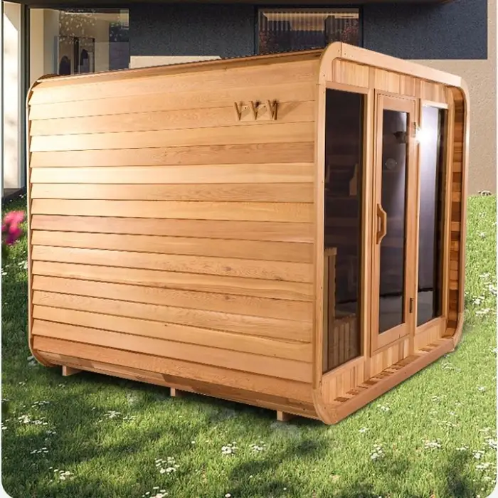 Home Garden Use 8 Person Traditional Steam Outdoor Cube Sauna Room with Clear Glass — image 4