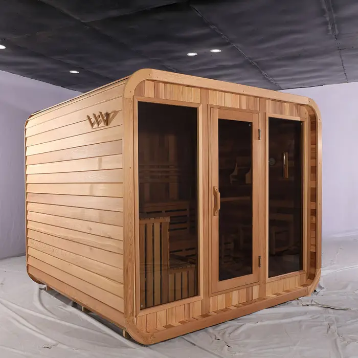 Home Garden Use 8 Person Traditional Steam Outdoor Cube Sauna Room with Clear Glass — image 5