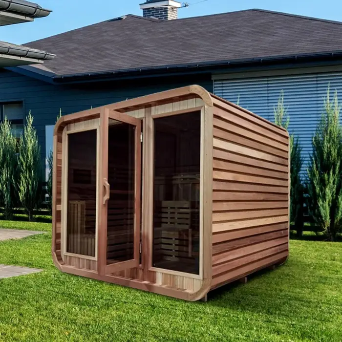 Home Garden Use 8 Person Traditional Steam Outdoor Cube Sauna Room with Clear Glass — image 6