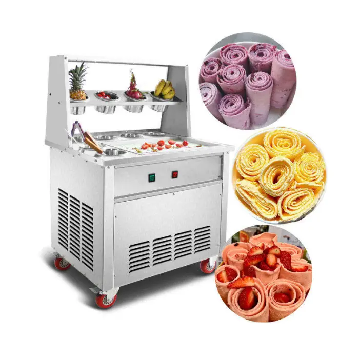 Commercial Thailand Single Flat Pan Roll Fry Ice Cream Stainless Steel Fried Ice Cream Roll Machine — image 4