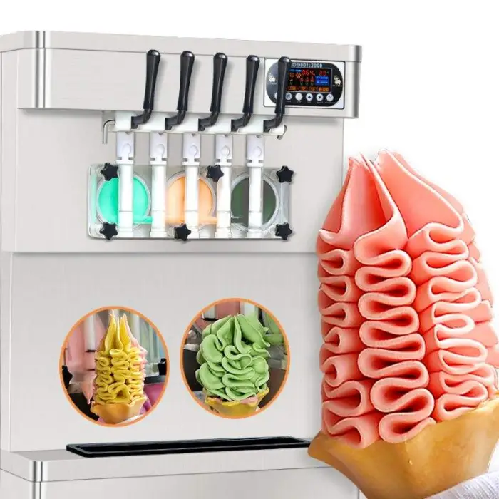 Commercial Table Top Vertical 5 Flavors Soft Ice Cream Machine Fastfood Restaurant Soft Ice Cream Machine — image 3