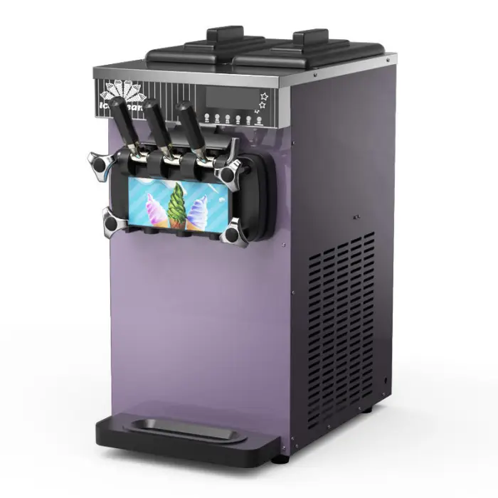 Commercial 3 Flavor High Efficiency Triple Head Soft Ice Cream Machine - Smart Tabletop Gelato Maker with LED Display & Lightbox — image 3