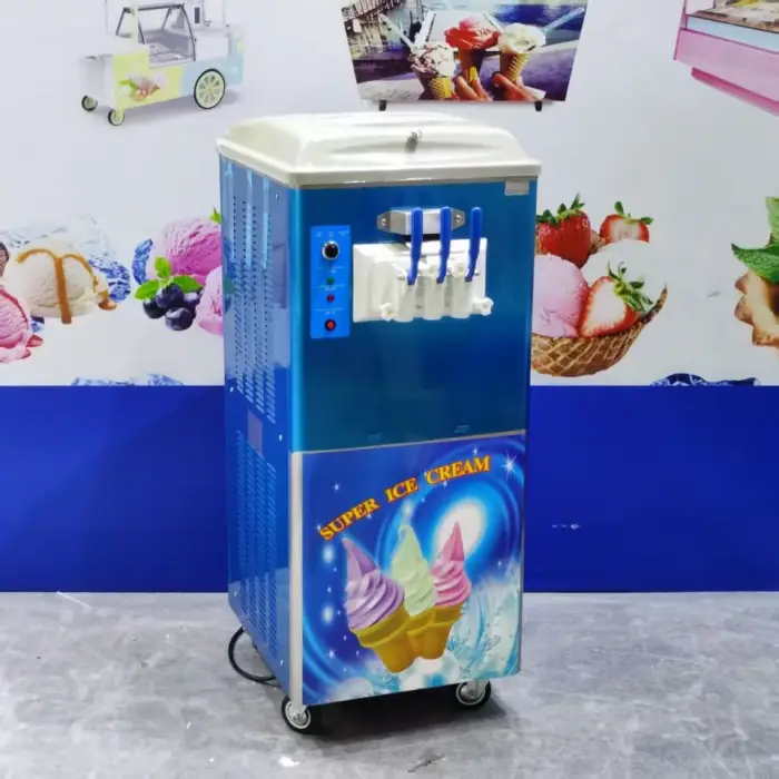 Commercial Floor Standing 3 Flavor Soft Serve Machine - High Capacity Commercial Ice Cream Maker with Wheels — image 4