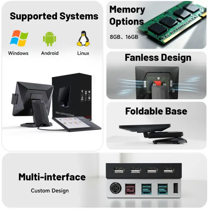 Latest OEM ODM Wholesale New POS System ST8500 15.6inch Modular Dual-screen POS Hardware Windows 10/11 Ultra Slim Design 3-Year — image 5