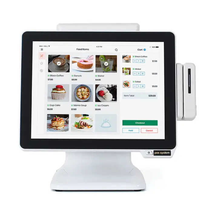 Matsuda POS White 15" True Flat Capacitive Touch Screen All-in-One Windows/Android Aluminum Alloy POS System for Cash Register — image 4