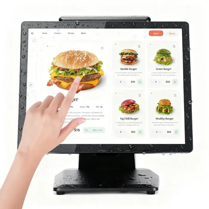Metal All in One Touch Screen Cashier Machine ST8800 15inch Ultra Slim Display Fanless Design Point of Sale Machine with VFD — image 4