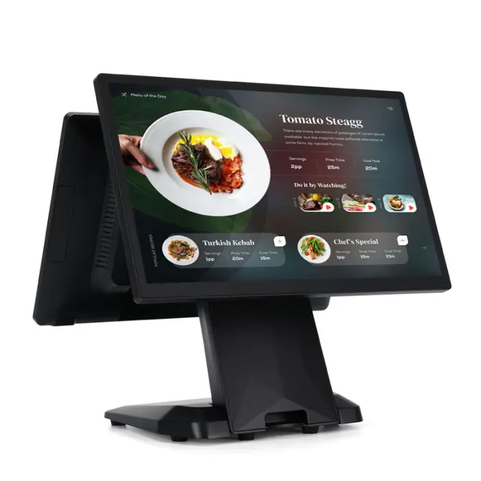 Folding All in One Pos with Card Reader Order Metal Housing windows 11 Dual Screen Restaurant Pos System for Retail Store — image 3