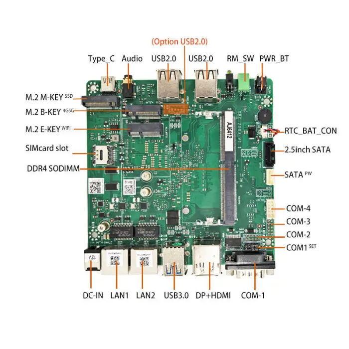 Chinese Factory J6412 Nano ITX 120mmx120mm Motherboard Max 16GB DDR4 4 USB2.0 2 USB3.0 Motherboard for Industrial — image 4