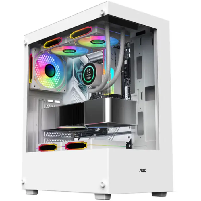 AOC Black Gaming Computer Case Sea View Room Case Double-Sided Glass/Support MATX Motherboard/240 Water Cooling/7 Fan Positions — image 3