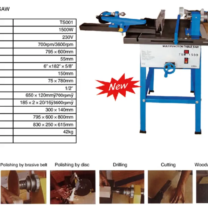 HYstrong 1800W Table Saw sierra De Banco Para Madera sierra De Mesa for Woodworking &Tile Cutter HY-1500 — image 6