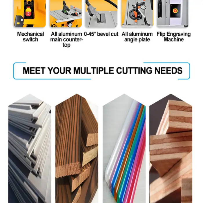 HY1YD-HK1-250C Hystrong Wholesale Good Feedback Sliding Table Saw Woodworking With Left Right Alu Profile Slide Extension Table — image 7