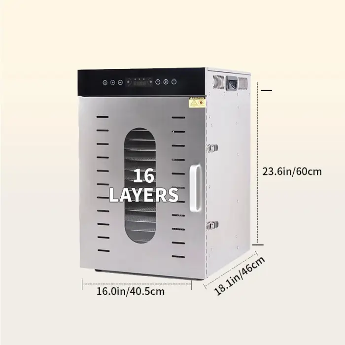 KR 16 Trays Electric Stainless Steel Industrial Food Dehydrator Machine Fruit Meat Vegetable Dryer Household Jerky Drying Oven — image 6