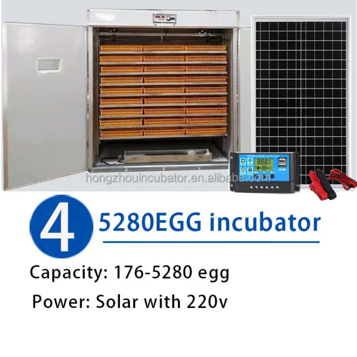 Hot Selling 5280 Solar Energy Incubator for Ostrich Chicken Eggs Automatic Hatching Machine Solar Panel Battery Converter High — image 3