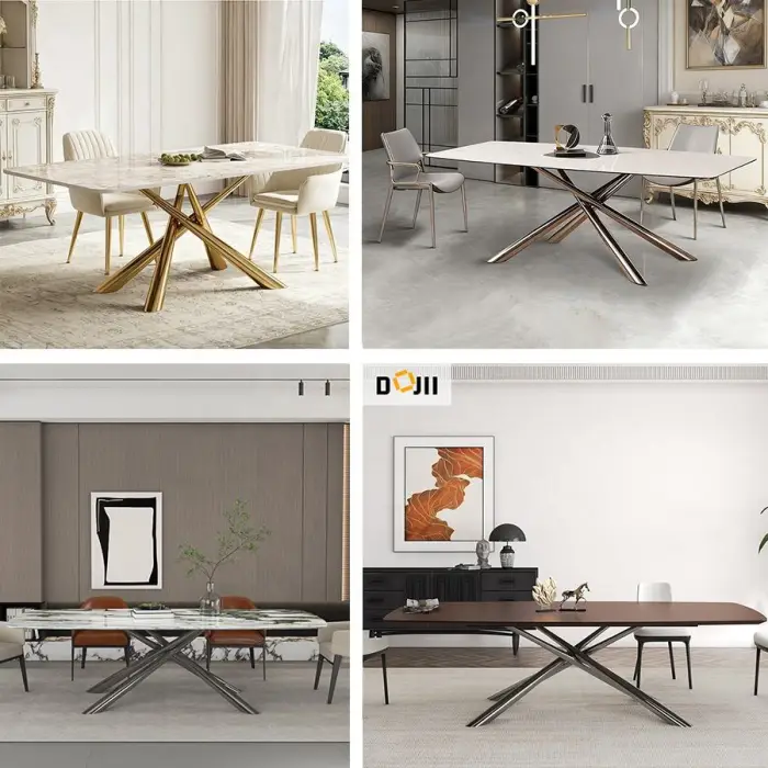 Luxury Italian Dining Table Set of 6 Modern Black Sintered Stone Dining Table for Home Furniture — image 4