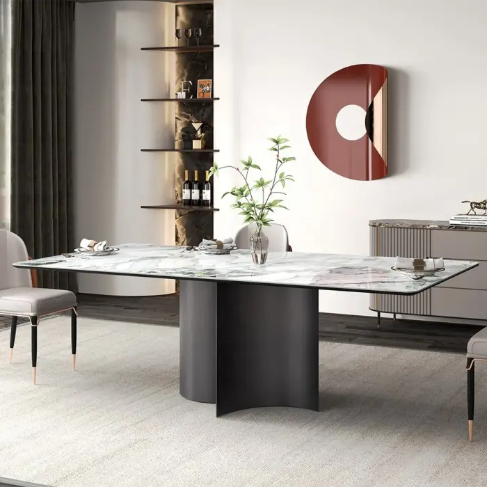 Beautiful Luxury Nordic Dining Table Made in China 4 Seater Square Dining Table and Chairs Set — image 4
