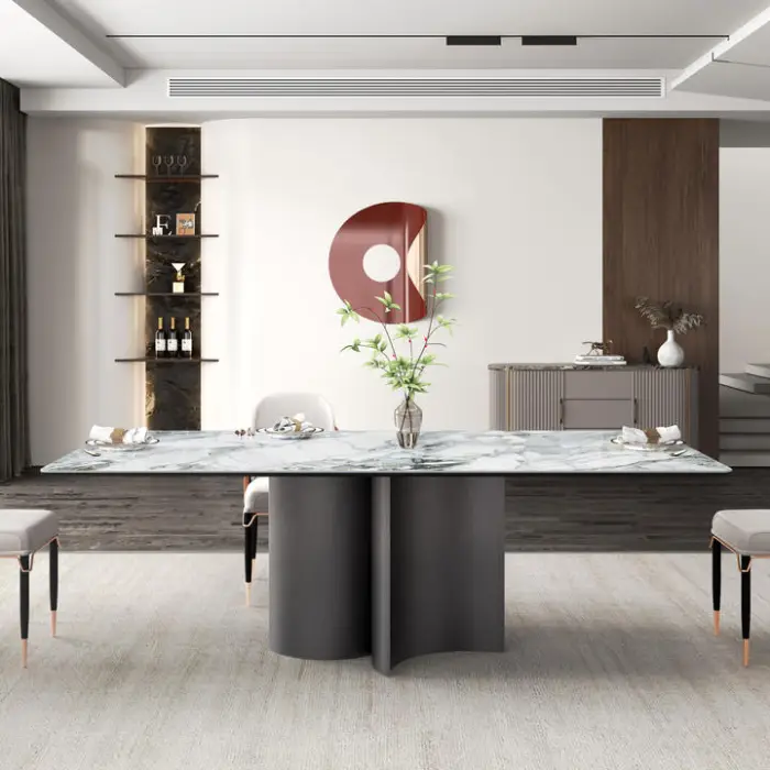 Beautiful Luxury Nordic Dining Table Made in China 4 Seater Square Dining Table and Chairs Set — image 5