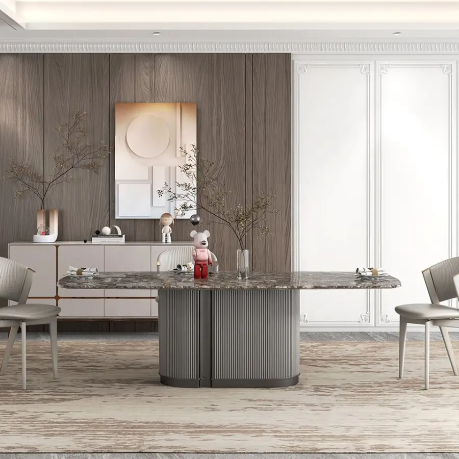 Royal Design Classy Dining Table Set With 4 6 8 Cheap Chairs Sideboard Tables for Dining Room Real Marble Top Furniture — view 3