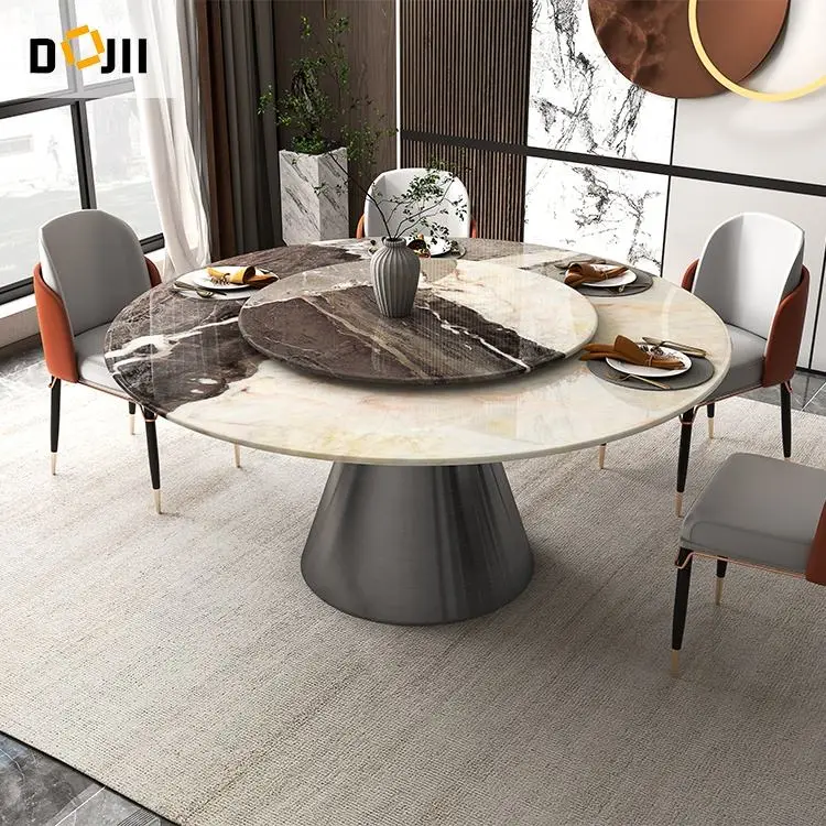 New Designs Round Dining Table With Rotating Center Marble Table Top Modern Style for Dinning Room Kitchen Outdoor Hotel — view 1