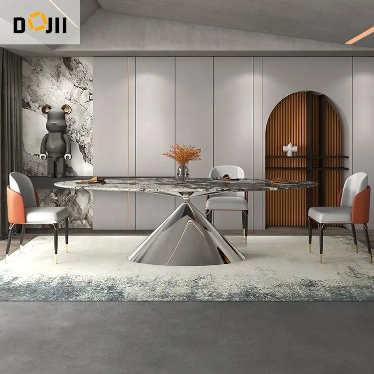 Original Design Luxury Marble Dining Room Table With Gold Metal Leg Modern Style for Home Kitchen Hotel-Restaurant Furni — view 2