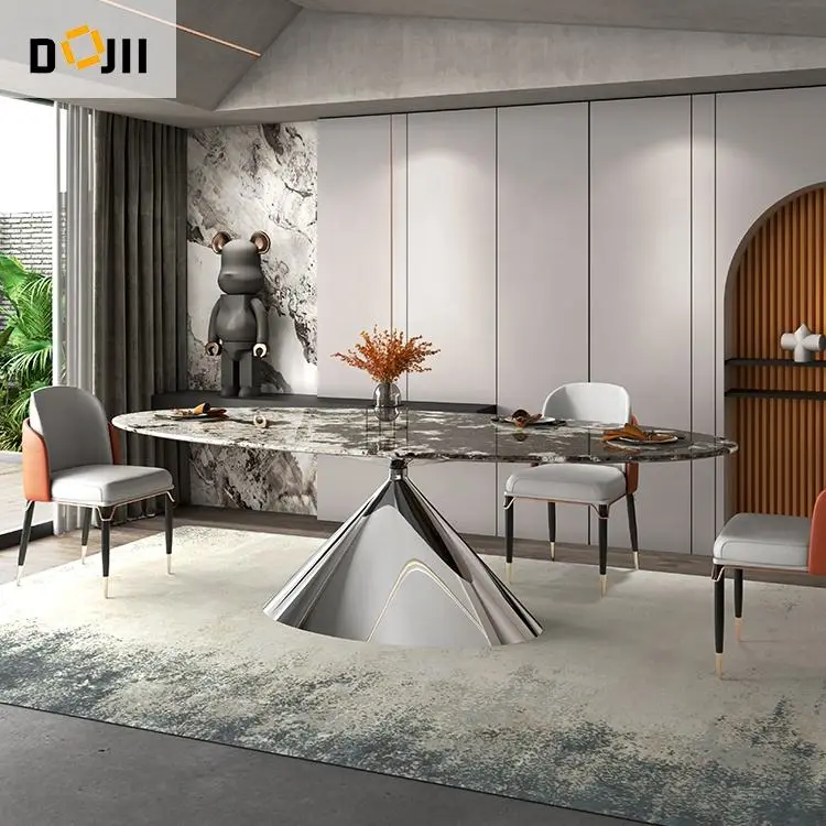 Original Design Luxury Marble Dining Room Table With Gold Metal Leg Modern Style for Home Kitchen Hotel-Restaurant Furni — view 3