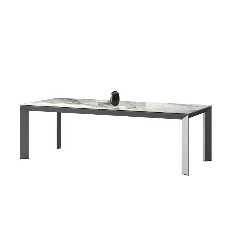 Luxury Rectangular Dining Table Set with 10 Chairs Modern Dining Table Sturdy Metal and Marble Panel Home Furniture — view 1