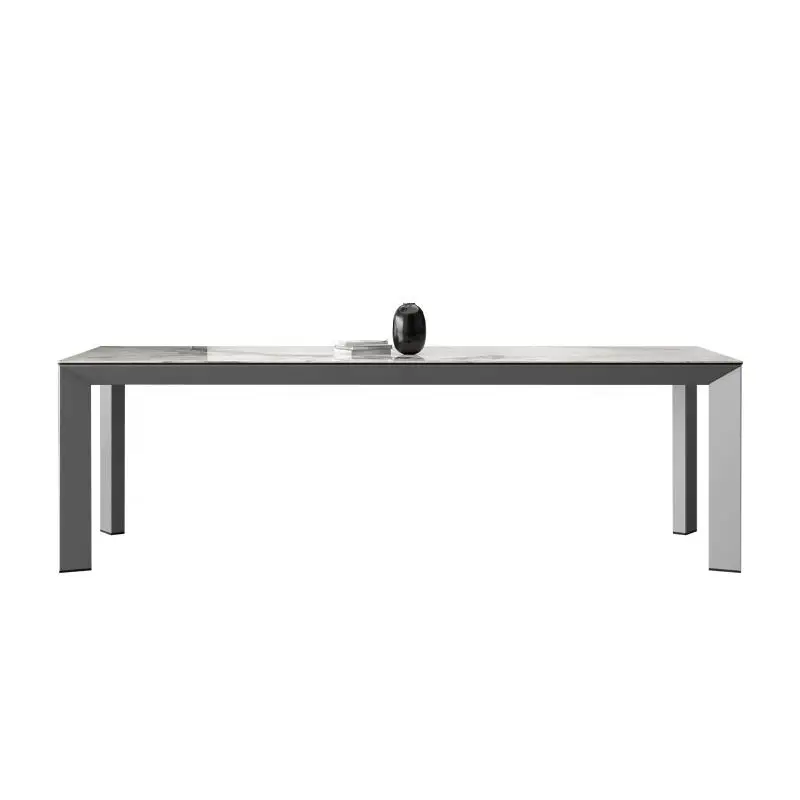 Luxury Rectangular Dining Table Set with 10 Chairs Modern Dining Table Sturdy Metal and Marble Panel Home Furniture — view 4