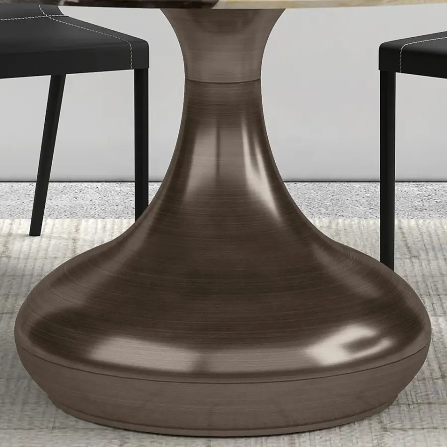 Dinette Sets Teardrop Shaped Grey Steel Pedestal Base Small Round Dining Table Set Including Lazy Susan — view 4