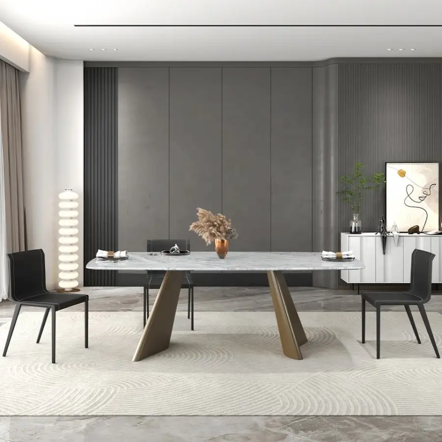 Made in China Meridian Dining Table 3 Meter and Chairs for Dining Room 12 People Gold Base — view 2